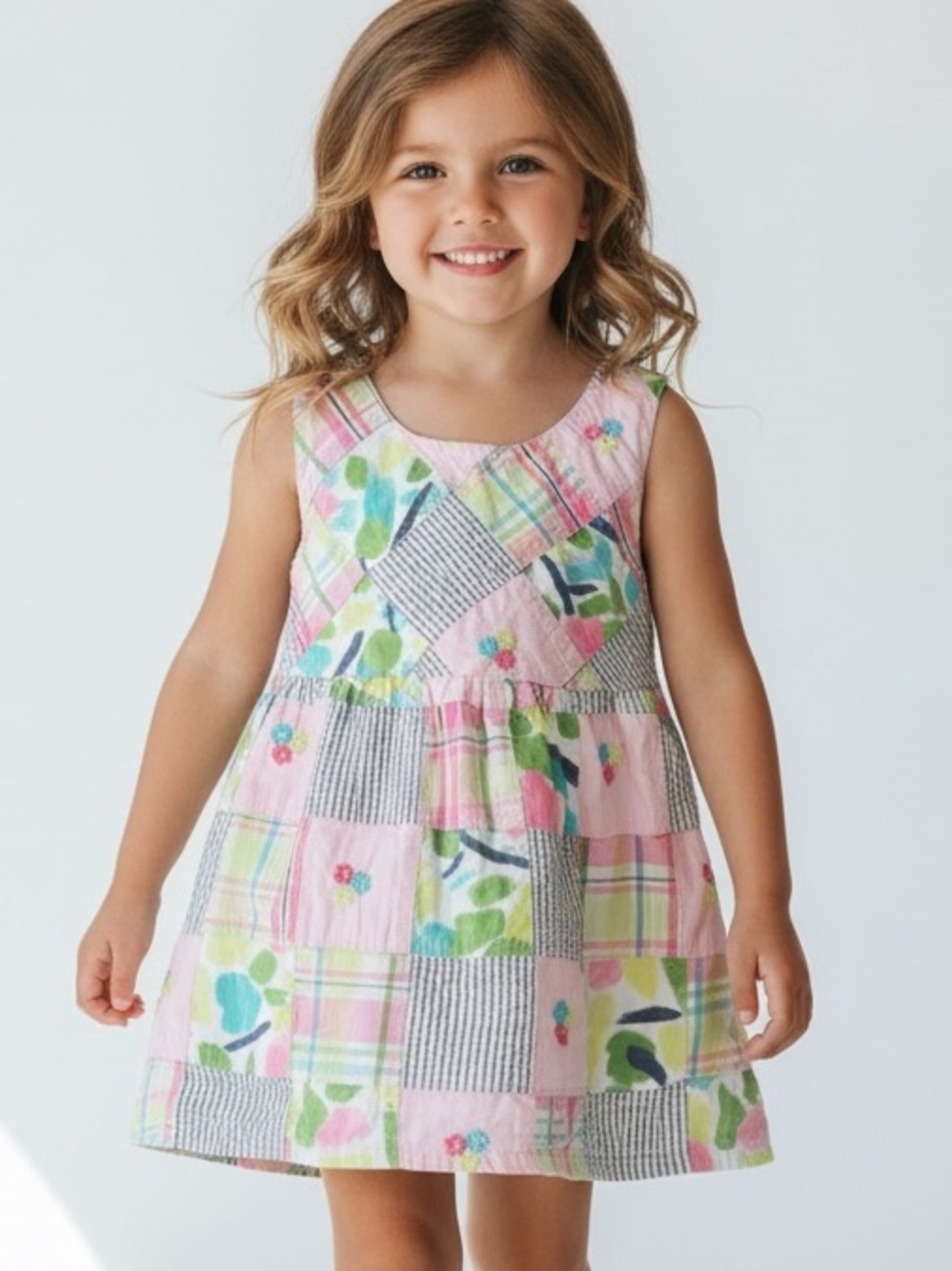 Gymboree Girls Patchwork Embroidered Overall Tunic Dress Size 7